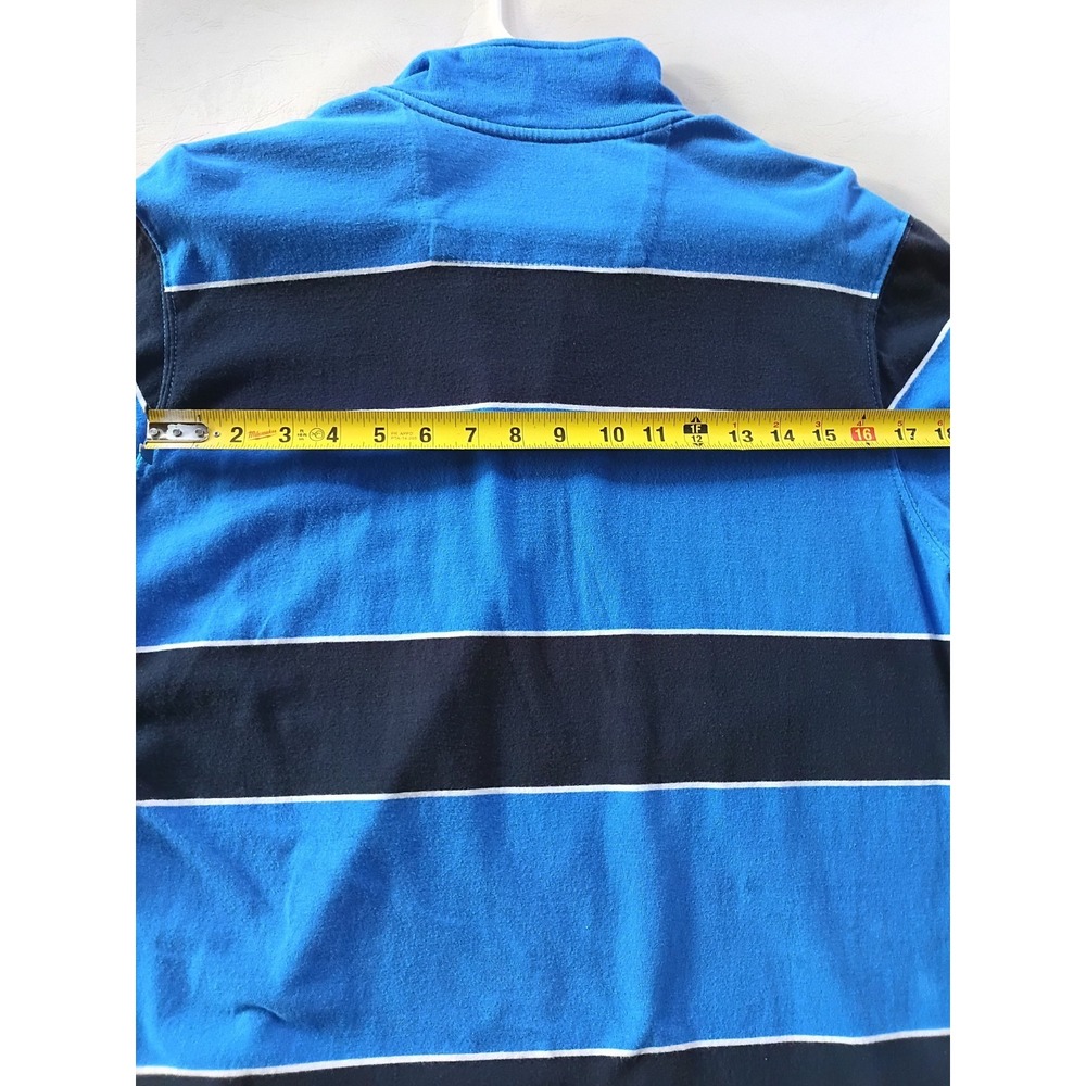 Chaps Mens Blue Stripe Quarter Zip Long Sleeve Polo Shirt M Embroidered Logo - Picture 5 of 16